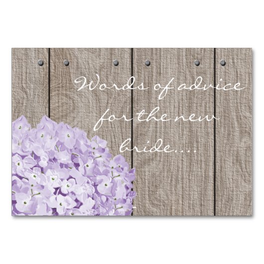 紫色のアジサイのメーソンジャーの助言の言葉 テーブルナンバー (裏面)