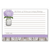 紫色のアジサイのメーソンジャーの助言の言葉 テーブルナンバー (正面)