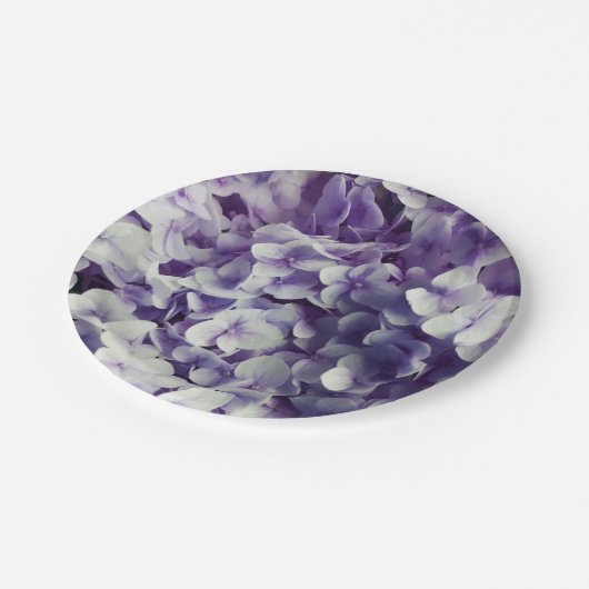 紫色のアジサイの花の背景 ペーパープレート (アングル)