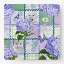 紫色のアジサイのInstagramの写真のキルトのコラージュ