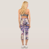 紫色のアゼアの花の水彩画 カプリレギンス (裏面)