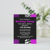 紫色のアニマルプリントのパーティの招待状 招待状 (スタンド正面)