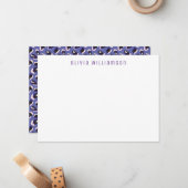 紫色のアニマルプリントパターン ノートカード (正面/裏面インサイチュ)