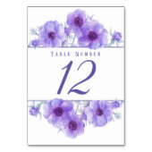 紫色のアネモネの水の色のアートテーブル番号 テーブルナンバー (裏面)