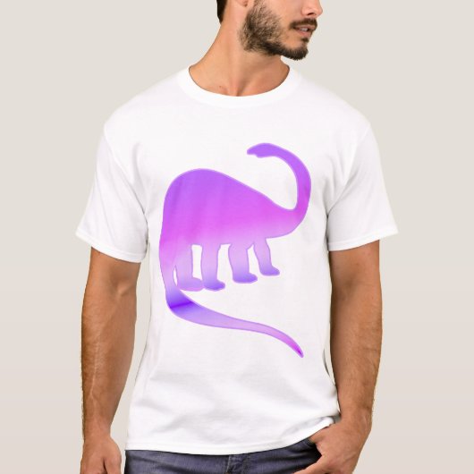 紫色のアパトサウルス(Brontosaurus)のワイシャツ Tシャツ (正面)
