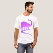 紫色のアパトサウルス(Brontosaurus)のワイシャツ Tシャツ (正面フル)