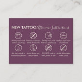 紫色のアフターケア説明 タトゥー ありがとうございます 名刺 (裏面)