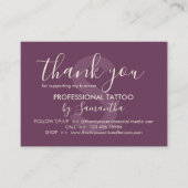 紫色のアフターケア説明 タトゥー ありがとうございます 名刺 (正面)