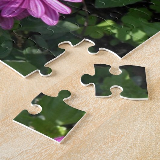 紫色のアフリカデイジーの花のフレームあなたの写真を追加 ジグソーパズル (側面)