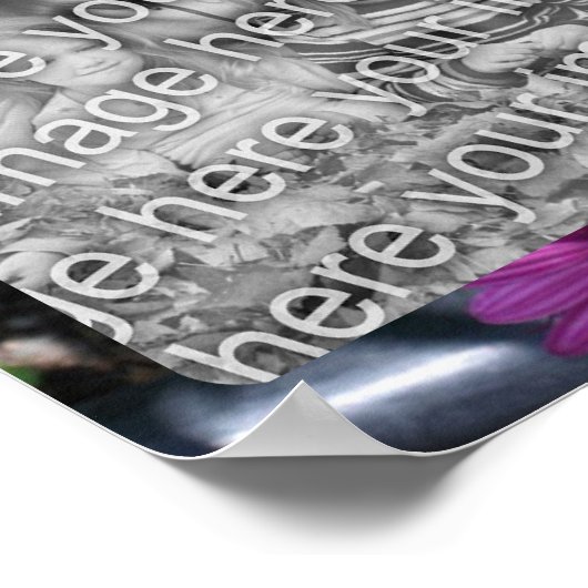 紫色のアフリカデイジーの花のフレームあなたの写真を追加 ポスター (角)