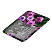 紫色のアフリカデイジーの花のフレームあなたの写真を追加 マグネット (左側)