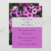 紫色のアフリカデイジー花結婚式の日付を保存 招待状 (正面/裏面)