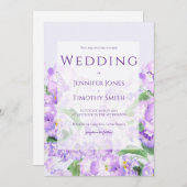 紫色のアフリカンバイオレット結婚式招待状 招待状 (正面/裏面)