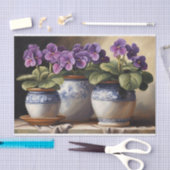 紫色のアフリカ紫の紫の植物のポット 薄葉紙 (クラフト)