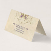 紫色のアメジストおよび金ゴールドフレームのはす 名刺 (裏面)