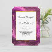 紫色のアメジストと金ゴールド抽象芸術結婚が増加する 招待状 (スタンド正面)