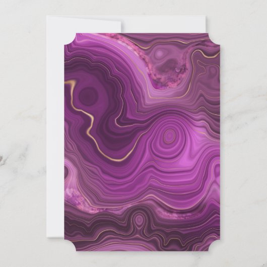 紫色のアメジストと金ゴールド抽象芸術結婚が増加する 招待状 (裏面)