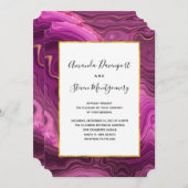 紫色のアメジストと金ゴールド抽象芸術結婚が増加する 招待状 (正面/裏面)