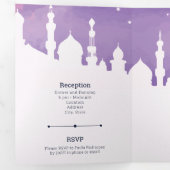 紫色のアラビアンナイトウォーターカラーキンセアニラTri-F 三つ折り招待状 (内部最初)