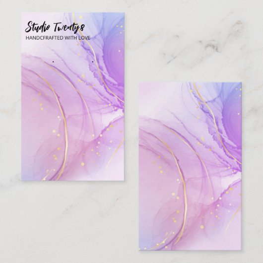 紫色のアルコールインクイヤリングカード 名刺 (正面/裏面)