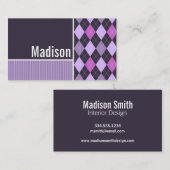 紫色のアーガイル柄のなパターン 名刺 (正面/裏面)