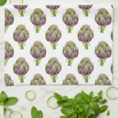 紫色のアーティチョークパターン キッチンタオル (折り畳み)