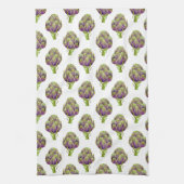 紫色のアーティチョークパターン キッチンタオル (縦)