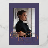 紫色のアールデコTyopgraphy大学院写真2022 箔招待状 (正面)