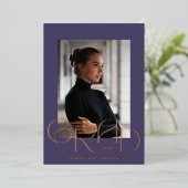 紫色のアールデコTyopgraphy大学院写真2022 箔招待状 (立ち正面)