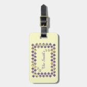 紫色のイエローダイヤモンド蝶ラゲッジタグ ラゲッジタグ (正面縦)