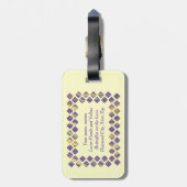 紫色のイエローダイヤモンド蝶ラゲッジタグ ラゲッジタグ (裏面縦)