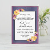 紫色のイエローネイビーブルージュエルトーン結婚フローラ 招待状 (スタンド正面)