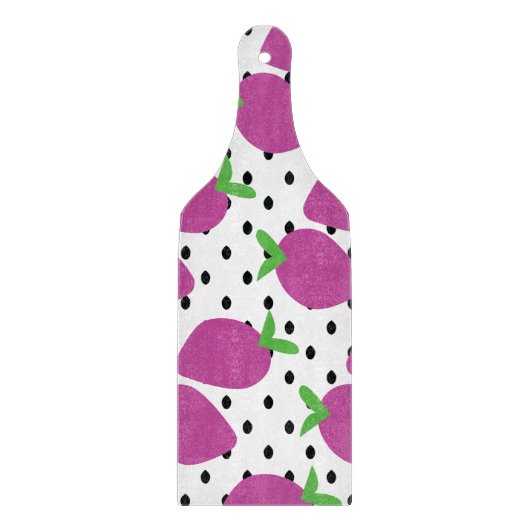 紫色のイチゴ黒い種子フルーツパターン カッティングボード (正面)