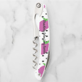 紫色のイチゴ黒い種子フルーツパターン ソムリエナイフ (正面)