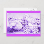 紫色のイースターチックスとフローライースターエッグコーチ シーズンポストカード (正面/裏面)
