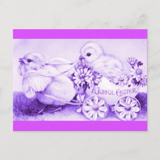 紫色のイースターチックスとフローライースターエッグコーチ シーズンポストカード (正面)