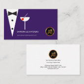 紫色のウェイターのタキシードの創造的なマルティーニガラス 名刺 (正面/裏面)