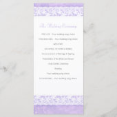 紫色のウェディングプログラムラックカードに白いレース プログラム (裏面)