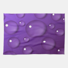 紫色のウォータードロップパターン キッチンタオル