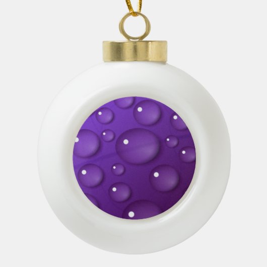 紫色のウォータードロップパターン セラミックボールオーナメント (正面)