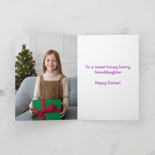 紫色のウサギの孫娘フォトイースター カード (内部)