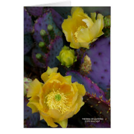 紫色のウチワサボテンのオプンティアのサボテンの黄色の花