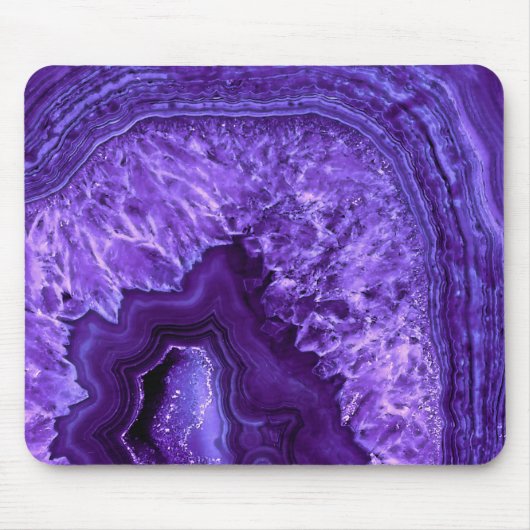 紫色のウルトラ・ビオレット瑪瑙ミネラルジェムストーン マウスパッド (正面)