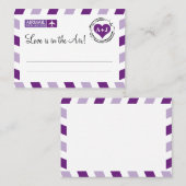 紫色のエアメールのシー結婚ティングカード プレイスカード (正面/裏面)