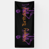 紫色のエア・ギターの骨組誕生日 横断幕 (縦)