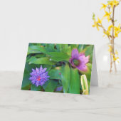 紫色のエキゾチックな花の植物の挨拶状 カード (黄色い花)