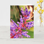紫色のエキゾチックな花の植物の挨拶状 カード (黄色い花)