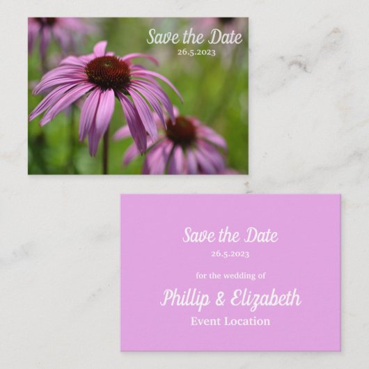 紫色のエキナセア円錐花の日付を保存 ノートカード (正面/裏面)