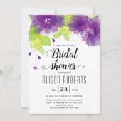 紫色のエテ結婚リアのブライダルシャワー 招待状 (正面)