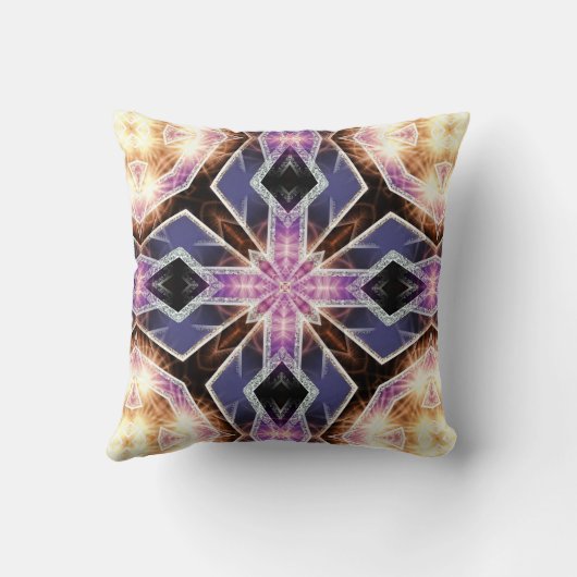 紫色のエネルギー結晶グロー幾何クッション クッション (裏面)
